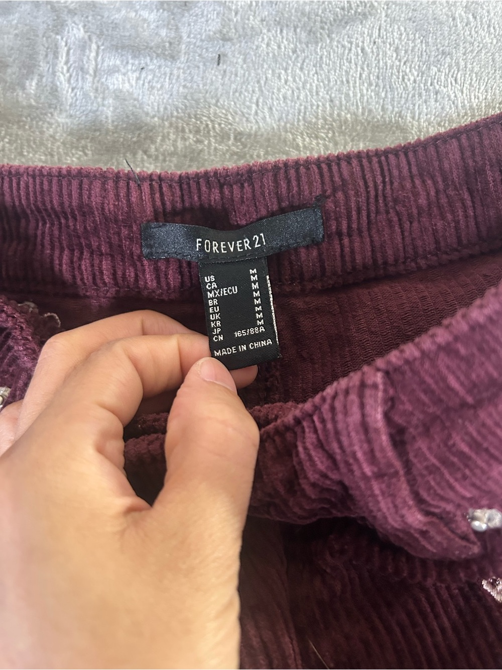 Forever 21 Embroidered Mushroom Corduroy Pants in Deep Burgundy - Picture 3 of 11